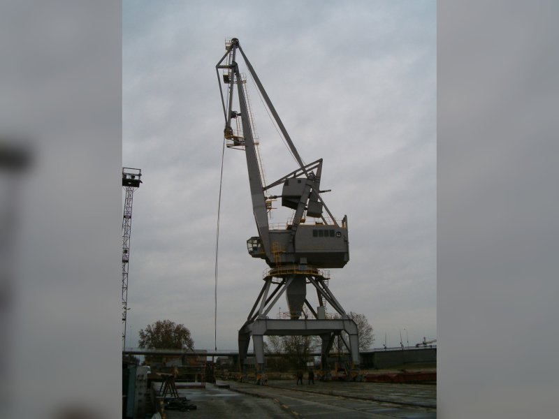 Two-motor hoist of a port crane